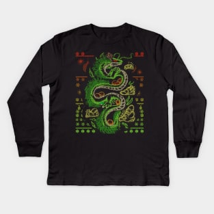 Ugly Christmas Dragon Sweater Kids Long Sleeve T-Shirt